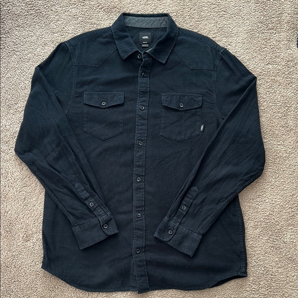 Vans Black Casual Button Down Shirt Sturdy Fabric